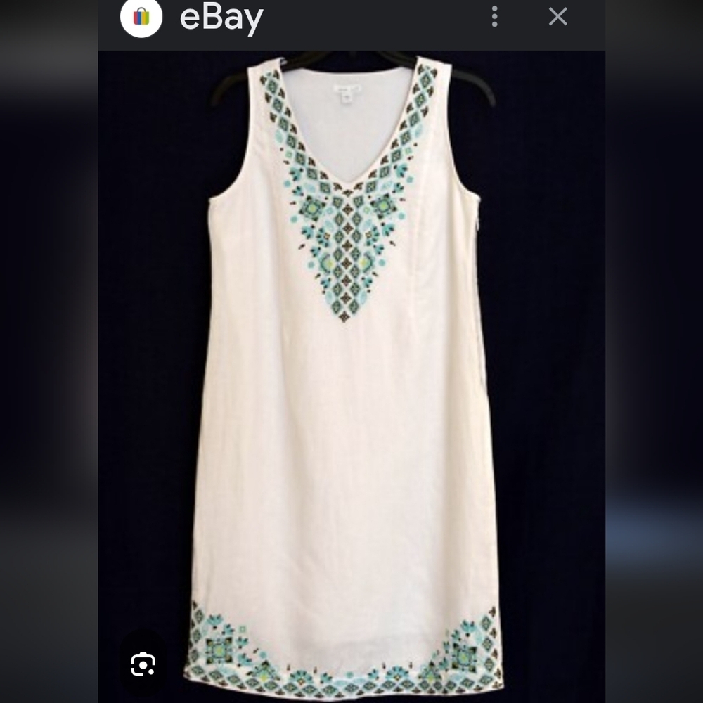 J. Jill Love Linen White Sleeveless Shift Dress  Size XS